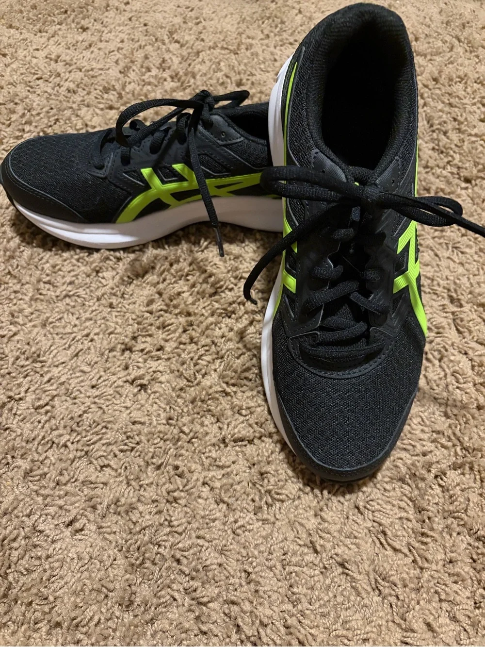 ASICS Kids Black and Neon Green Athletic Sneakers